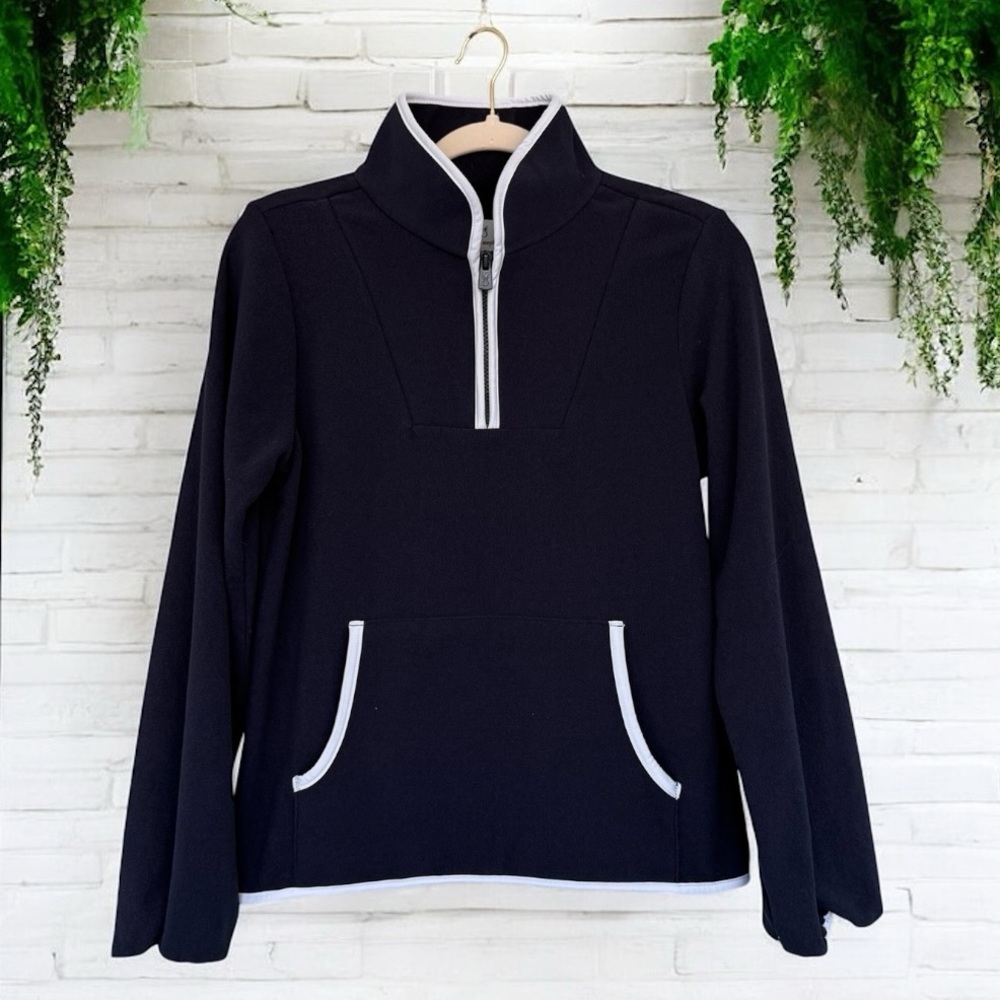 919 Dudley Stephens Skylark Pullover Navy Blue White Terry Fleece XS NWT
